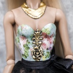 Photo of Корсаж - цветы на голубом (Золочение Поталью) на классическое ФР тело