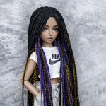 Photo of Парик "черны+фиолетовый+золотой" 6-7 Minifee (голова 17см)