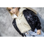 Photo of Бомбер - пайетки "черный", с капюшоном