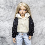 Photo of Бомбер - пайетки "черный", с капюшоном