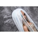 Photo of Парик "Белый с голубыми блестящими нитями" 6-7 Minifee голова 17см