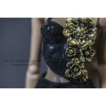 Photo of Корсаж черный с золотыми цветами для Fashion Royalty