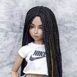 Photo of Парик "черны+фиолетовый+золотой" 6-7 Minifee (голова 17см)