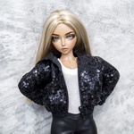 Photo of Бомбер - пайетки "черный", с капюшоном