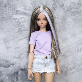 Photo of Парик со стразами - Пастельная прядка 6-7 Minifee (17см)