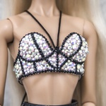 Photo of Топ типа корсетного - черный с бензиновыми стразами для Fashion Royalty