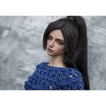 Photo of Свитер синий с блеском, крупной вязки