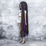 Photo of Парик "черны+фиолетовый+золотой" 6-7 Minifee (голова 17см)