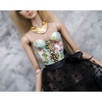 Photo of Корсаж - цветы на голубом (Золочение Поталью) на классическое ФР тело