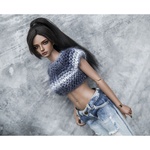 Photo of Кроп свитер с коротким рукавом - серый градиент