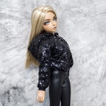 Photo of Бомбер - пайетки "черный", с капюшоном