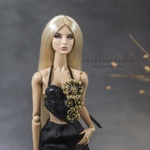 Photo of Корсаж черный с золотыми цветами для Fashion Royalty