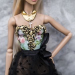 Photo of Корсаж - цветы на голубом (Золочение Поталью) на классическое ФР тело