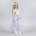 Photo of Джинсы светлые с серебряными надписями (2)