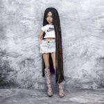 Photo of Парик "черны+фиолетовый+золотой" 6-7 Minifee (голова 17см)