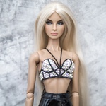 Photo of Топ типа корсетного - черный с бензиновыми стразами для Fashion Royalty