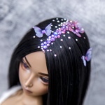 Photo of Парик Черный с бабочками и стразами 6-7 Minifee (17см)