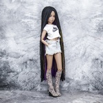 Photo of Парик "черны+фиолетовый+золотой" 6-7 Minifee (голова 17см)