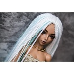 Photo of Парик "Белый с голубыми блестящими нитями" 6-7 Minifee голова 17см